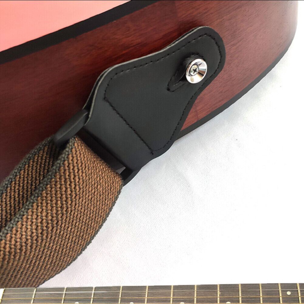 US 2-4 Pcs Adjustable Soft Guitar Strap Nylon Pick Electric Guitar Bass Holder