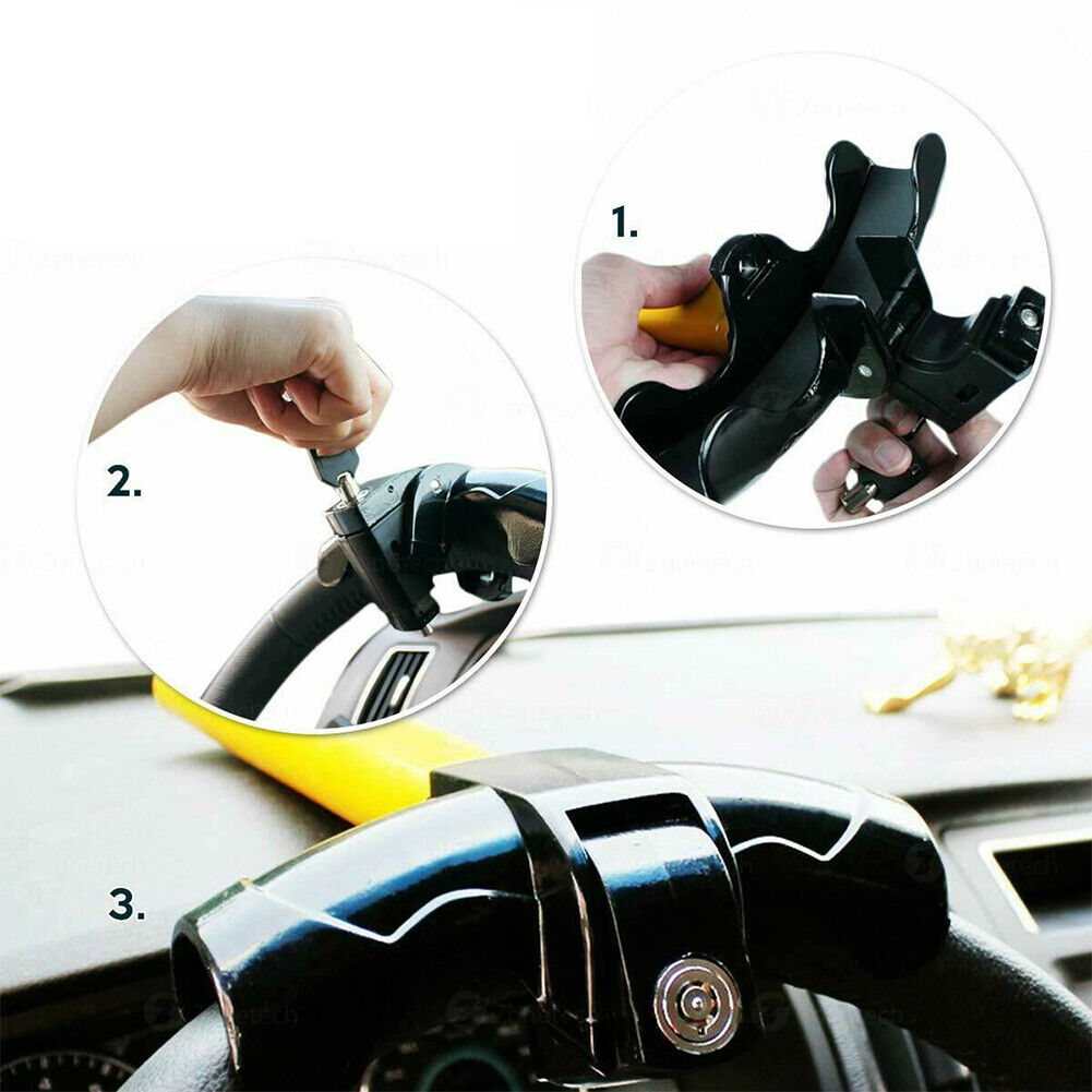 US 1-2 Pc Steering Wheel Lock Rotary Anti Theft Security System Vehicle Security