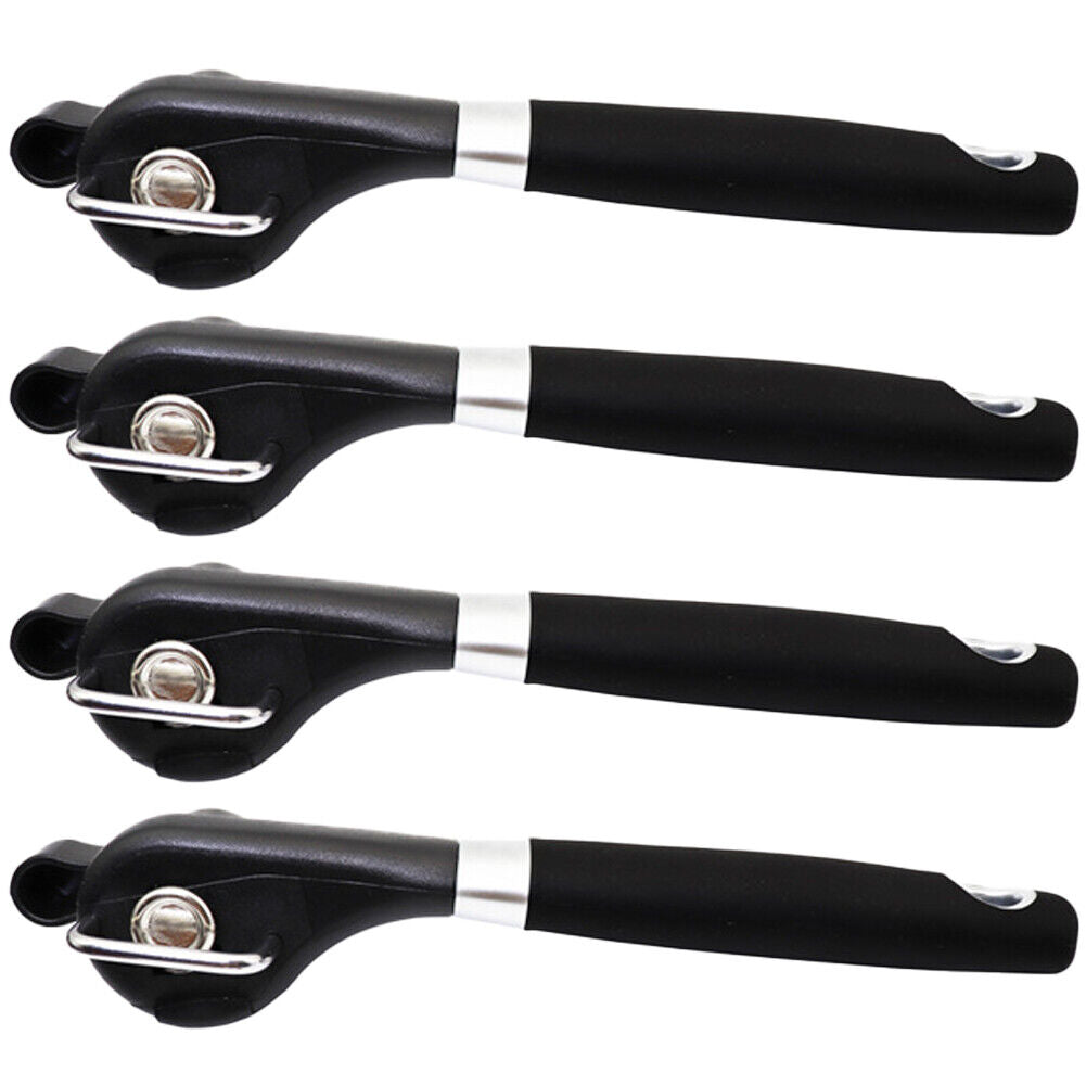 US 2-4 Pc Stainless Steel Manual Tin Can Opener Safety Cut Lid Smooth Edge Side