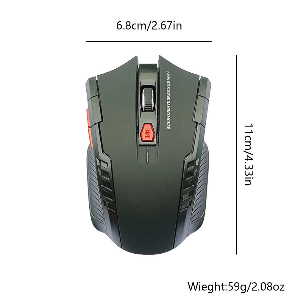 US 2-4 Pack 2.4GHz Wireless Gaming Mouse USB Receiver Optical Laptop Computer