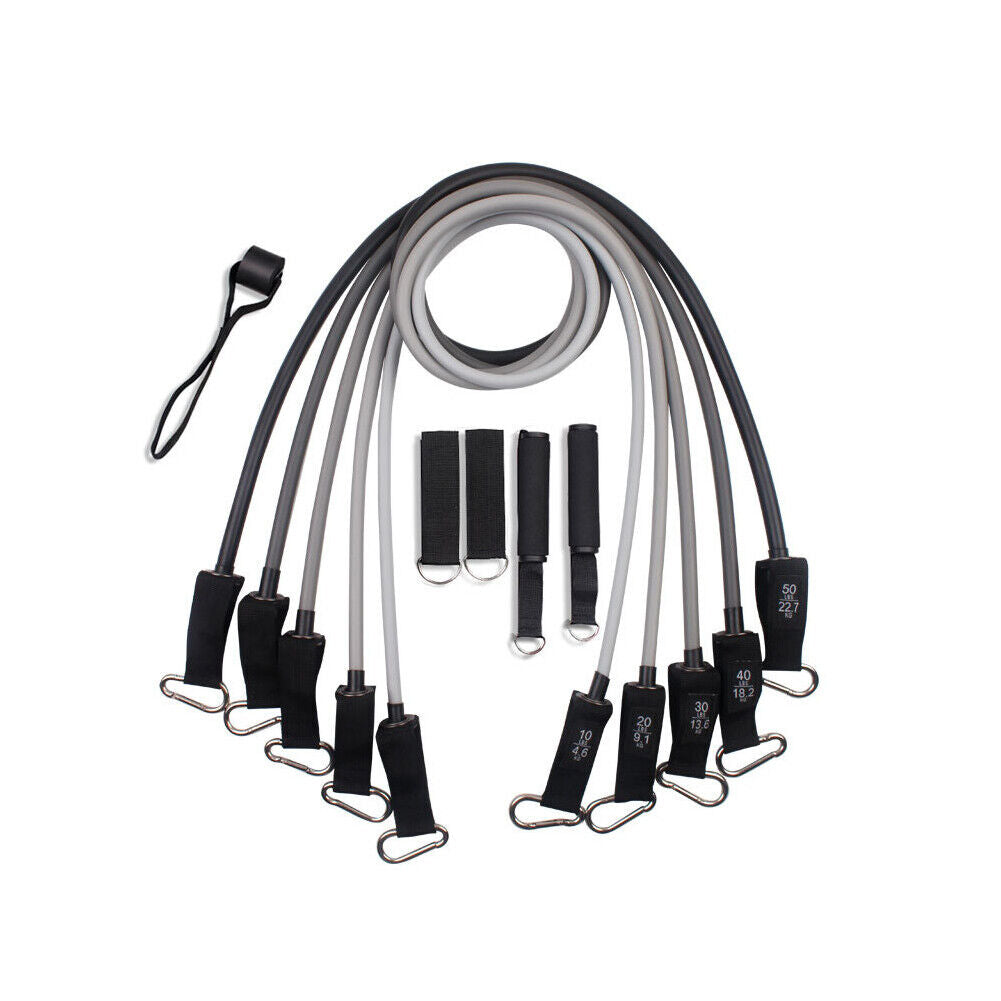 US 1-2 Sets of 11 Pcs Resistance Band Physical Therapy Workout Yoga Abs Exercise
