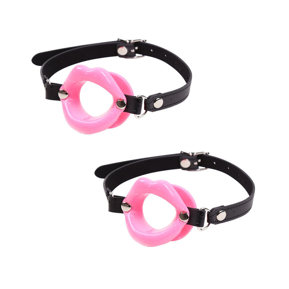 US Lips Shaped Opening O Ring Mouth Gag Silicone Buckle Leather Belt Strap BDSM