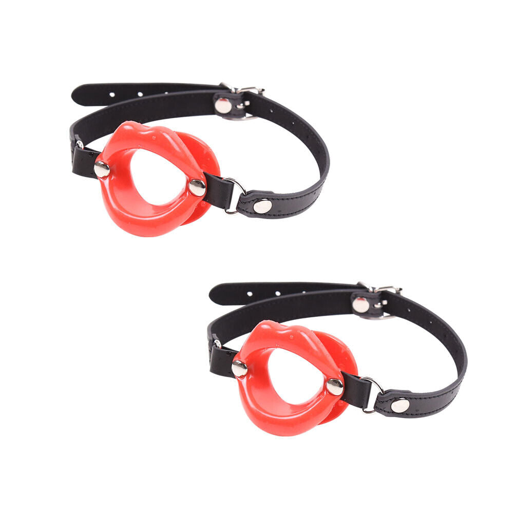 US Lips Shaped Opening O Ring Mouth Gag Silicone Buckle Leather Belt Strap BDSM