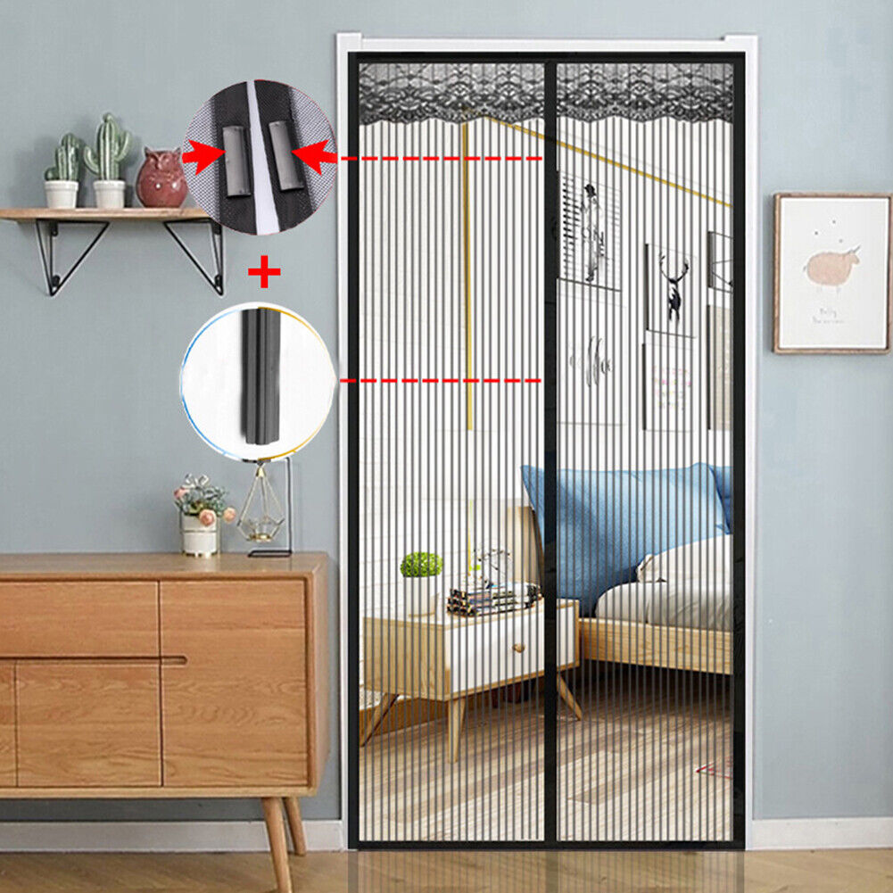 US 1-2 Pack Magnetic Screen Door Hands-Free Anti Mosquito Bugs Fly Curtian Mesh
