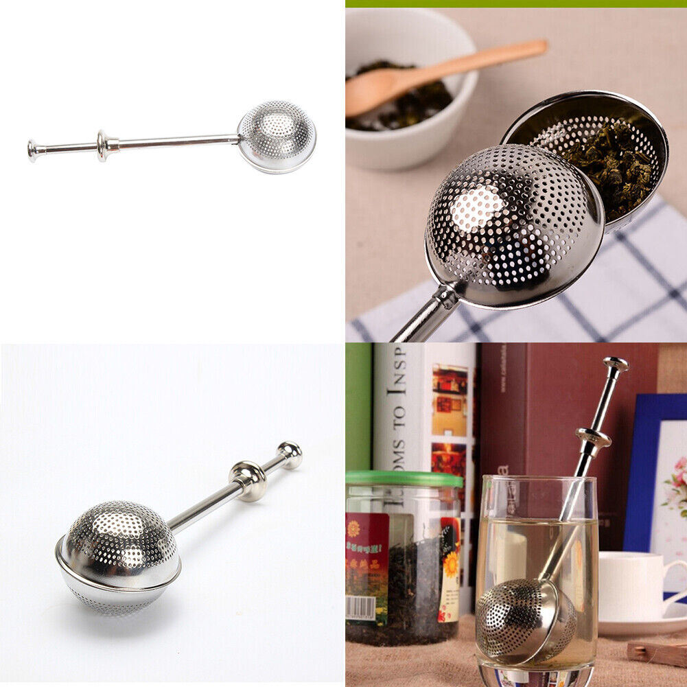 US 1-2 Pack Long Handle Tea Strainer Ball Reusable Stainless Steel Infuser