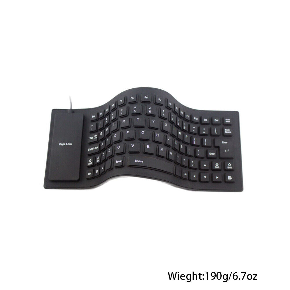 US 1-2 Pc Waterproof Silicone Keyboard Foldable Flexible USB Dustproof Full Size