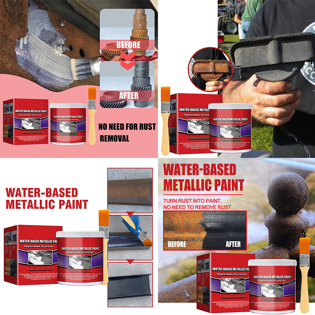 US1-2Pc Car Water-Based Chassis Rust Converter Primer Remover Restore with Brush