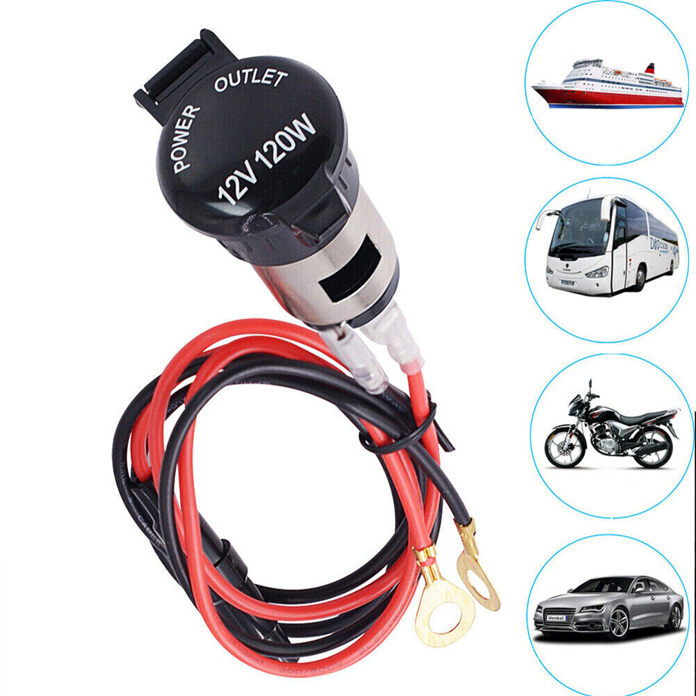 US 2-4 Pc Power Socket Outlet Plug Accessories+Line 12V Car Boat Tractor Lighter