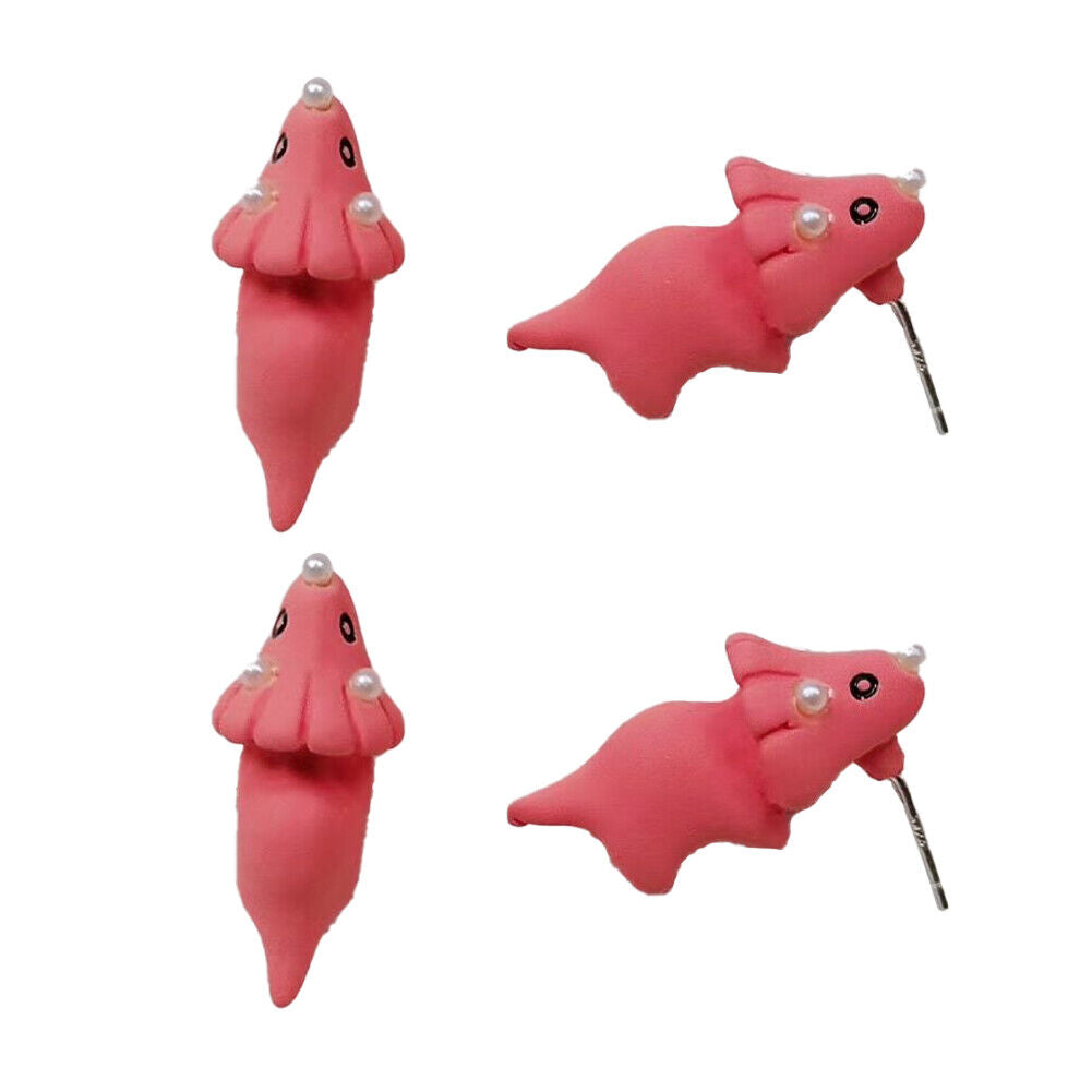 US 1~2 Pairs Cute Animal Bite-Earring Handmade Polymer Clay-Cute Stud Earrings