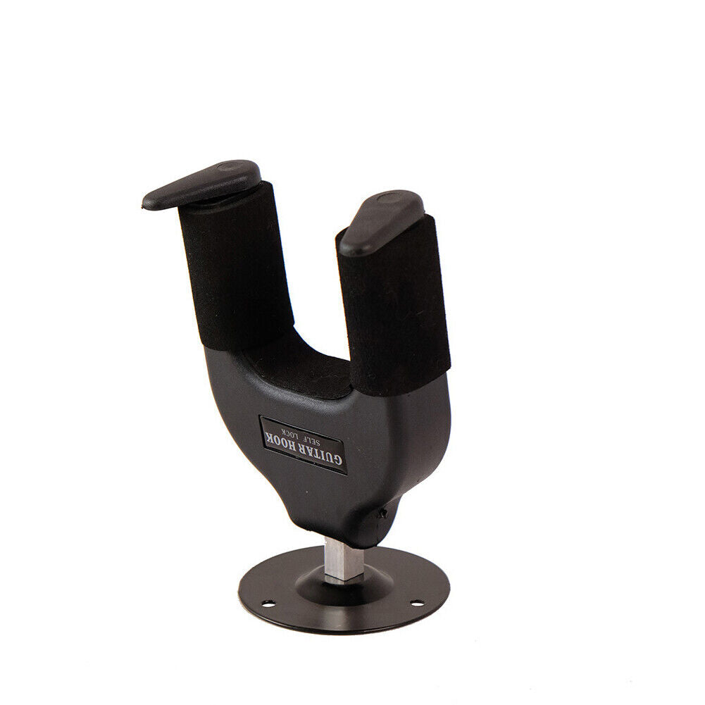 US 1-2 Pc Guitar Wall Hanger Mount Stand Guitar Black Stand Wall Mount Auto Lock