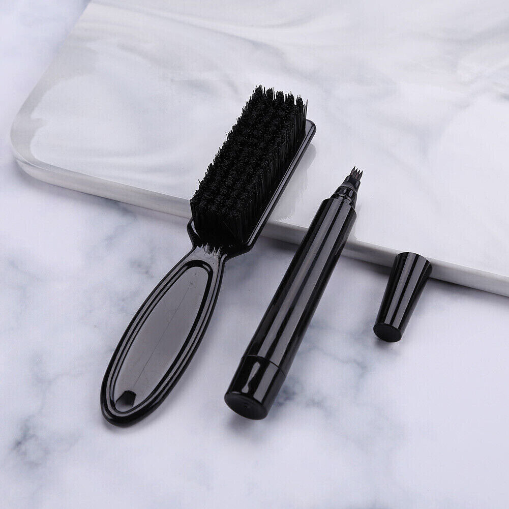 US 1-2 Pc Beard Pencil Filler Men Bristle Beard Brush Water Proof Micro-Fork Kit