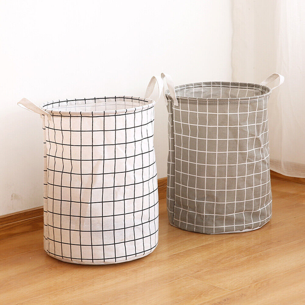 US 1-2 Pcs Large Foldable Laundry Hamper Dirty Clothes Basket Linen Storage Bag