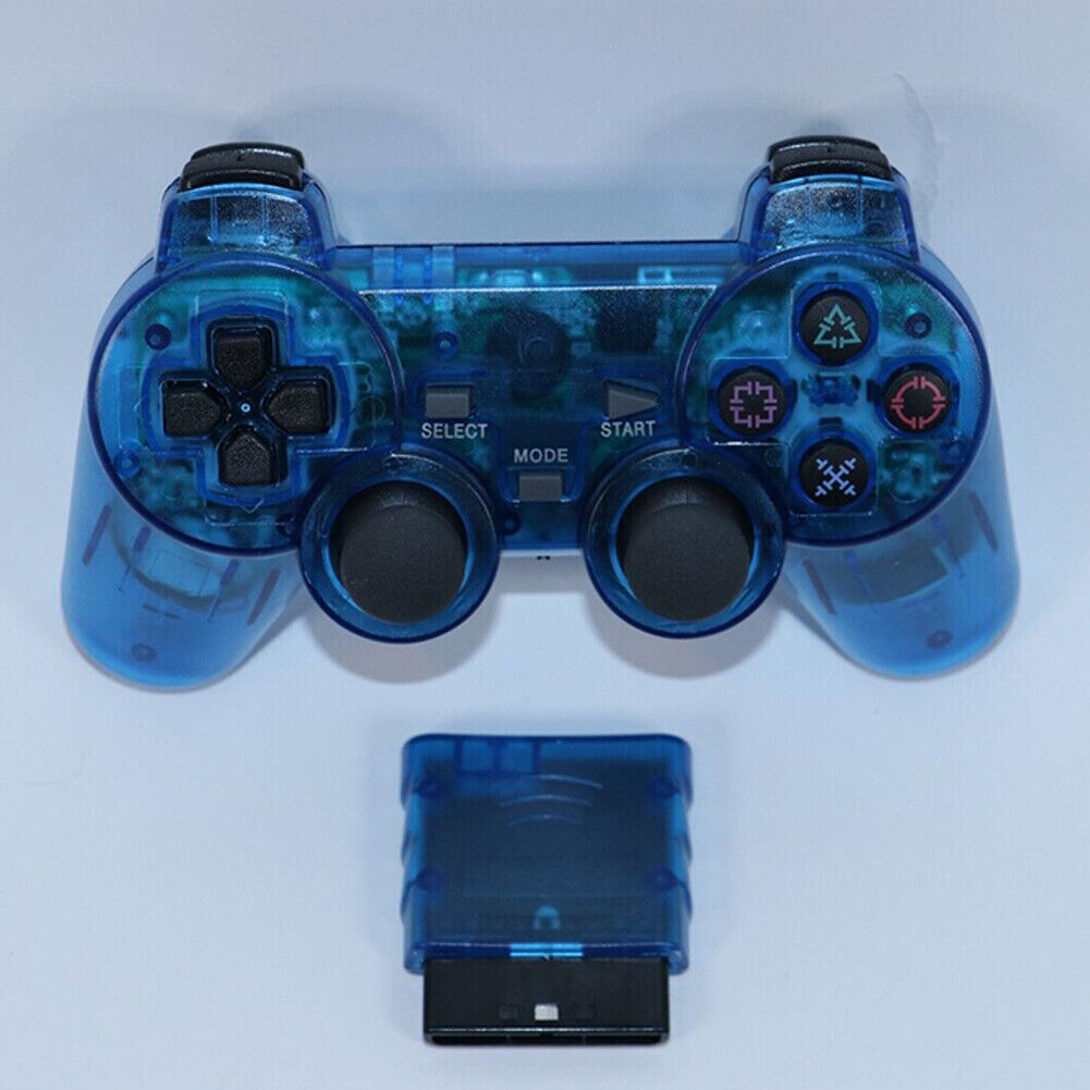 US Sony PS2 Wireless 2.4GHz Dual Vibration Controller Gamepad Transparent Color
