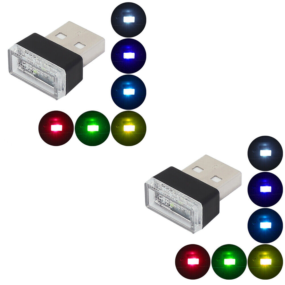 US 6-12 Mini White Blue Yellow Red Green LED USB Car Interior Atmosphere Light