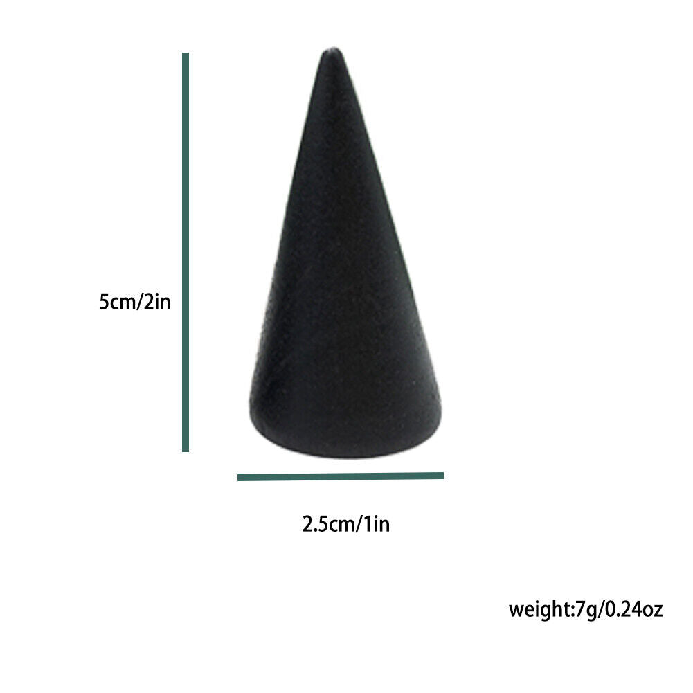 US 10-20 Pc Wood Cone Ring Holder Durable Finger Jewelry Display Stand DIY Craft
