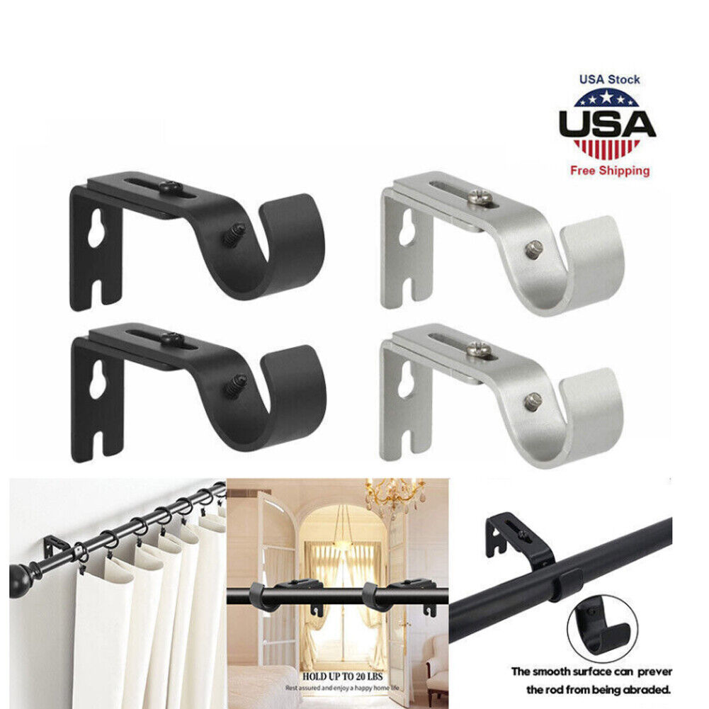 US 4-8 Pc Adjustable Curtain Rod Wall Bracket Hooks anchors Window Frame Holders