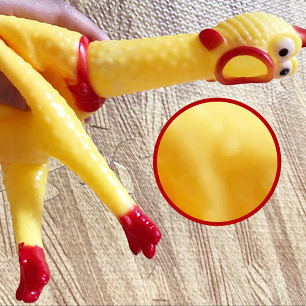 US 1-2 Pcs Fun Pet Dog Shrilling Rubber Chicken Chew Sound Squeeze Screaming Toy