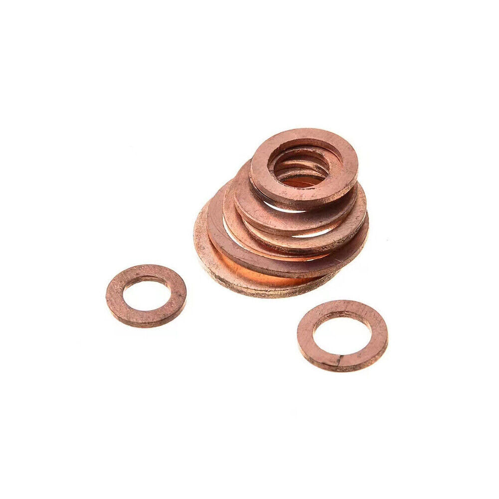 US150-300 M5-M22 Copper Crush Washer Gasket Set Flat Ring Seal Assortment Kit