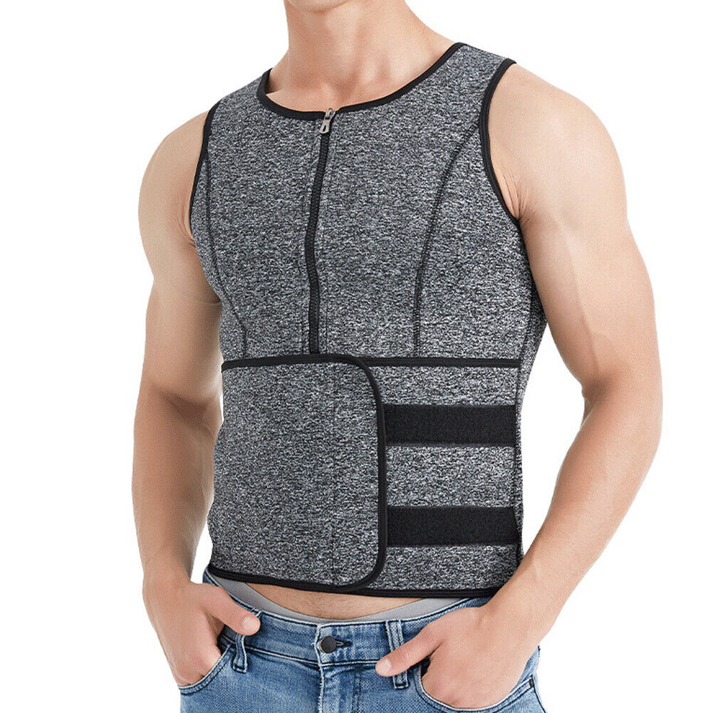 US Men's Sauna Thermo Sweat Waist Trainer Top Vest Suit Body Shaper Belt Corset