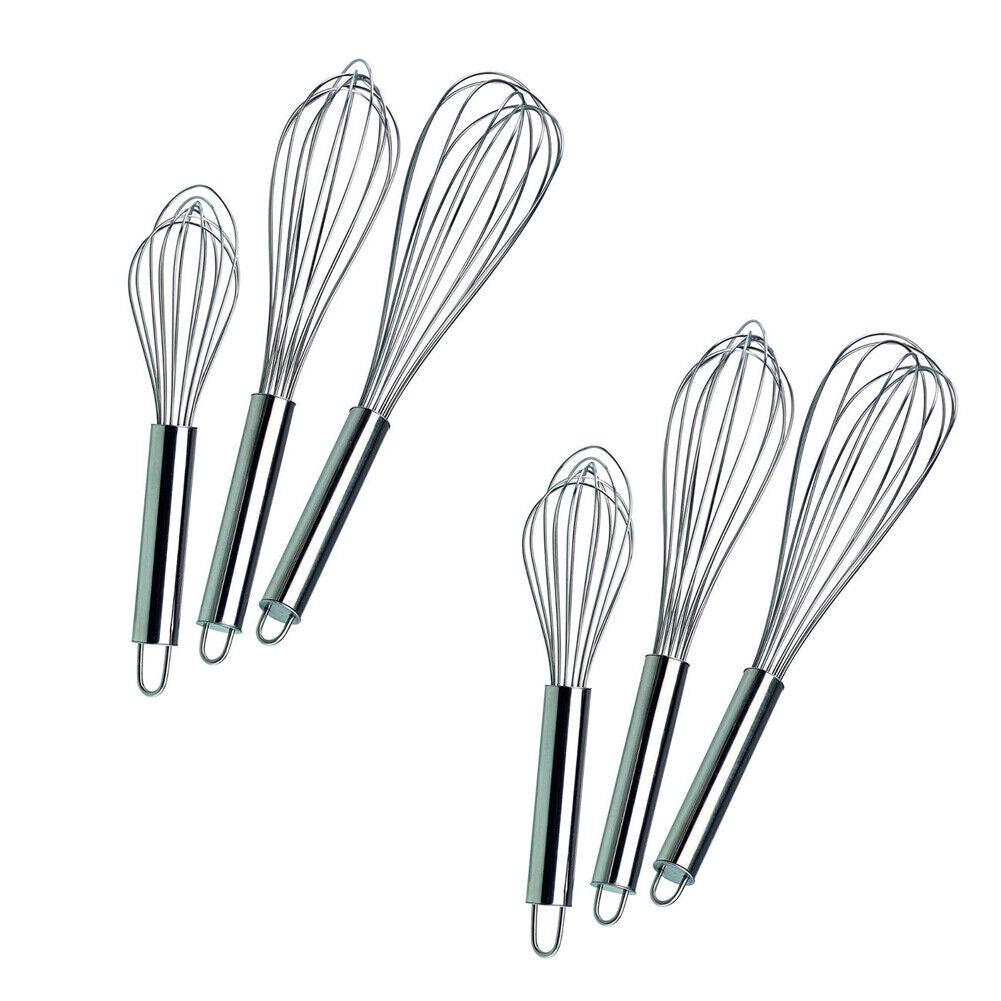 US 3-6 Pcs STAINLESS STEEL BALLOON WIRE WHISK WHIP MIX STIR BEAT 8/10/12 inch