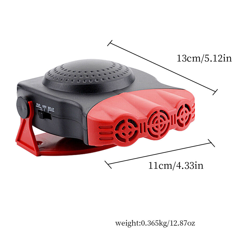 US 1-2 Pack Car Heater 12V 150W Automobile Windscreen Fan Function 3-Outlet Plug
