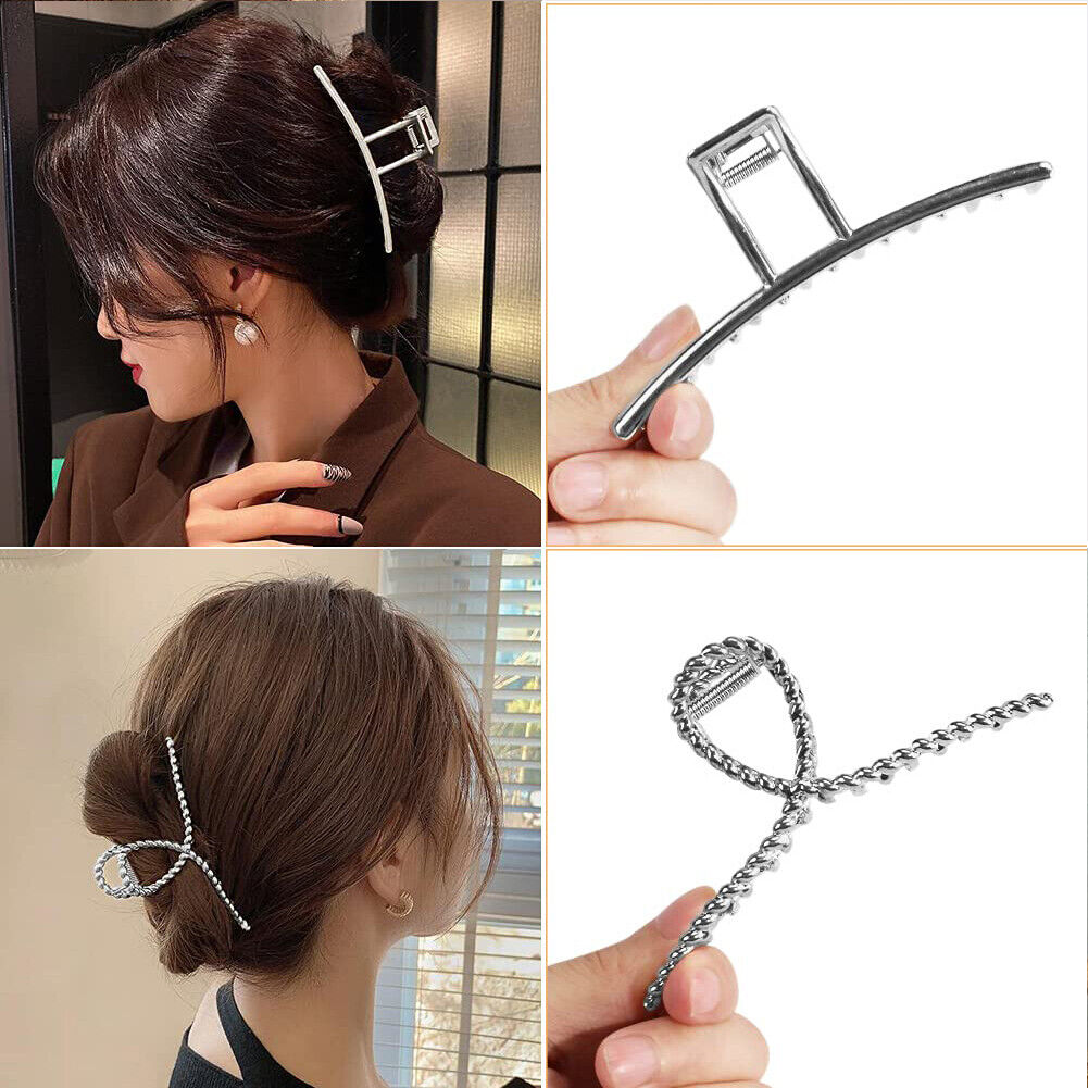 US 5-10 Pack Metal Jumbo Hair Claw Clip Large Strong Hold for Thick Hair Nonslip