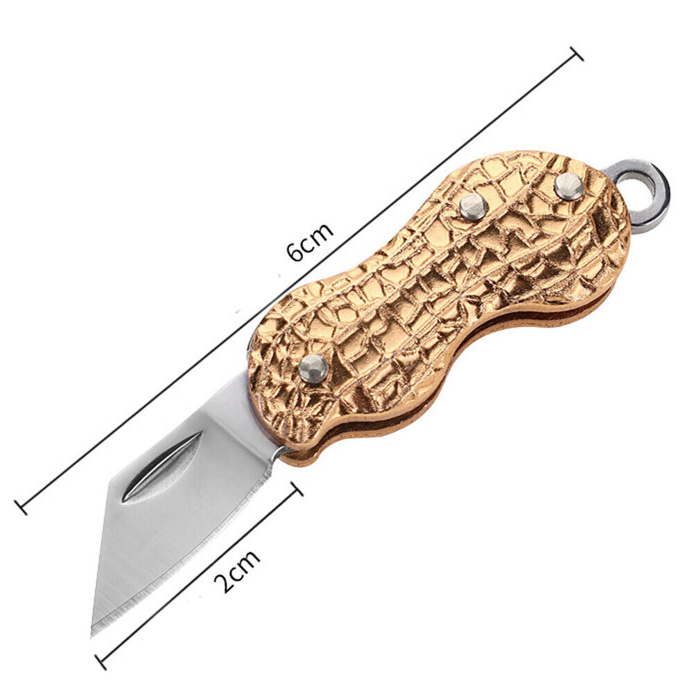 US 2-4 Pcs Mini Portable Folding Knife Peanut Shape Necklace Stainless Steel EDC