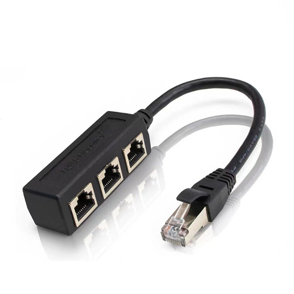 US 1-2 Pack RJ45 Cable Splitter Ethernet Adapter 1 To 3 Port LAN Network Plug