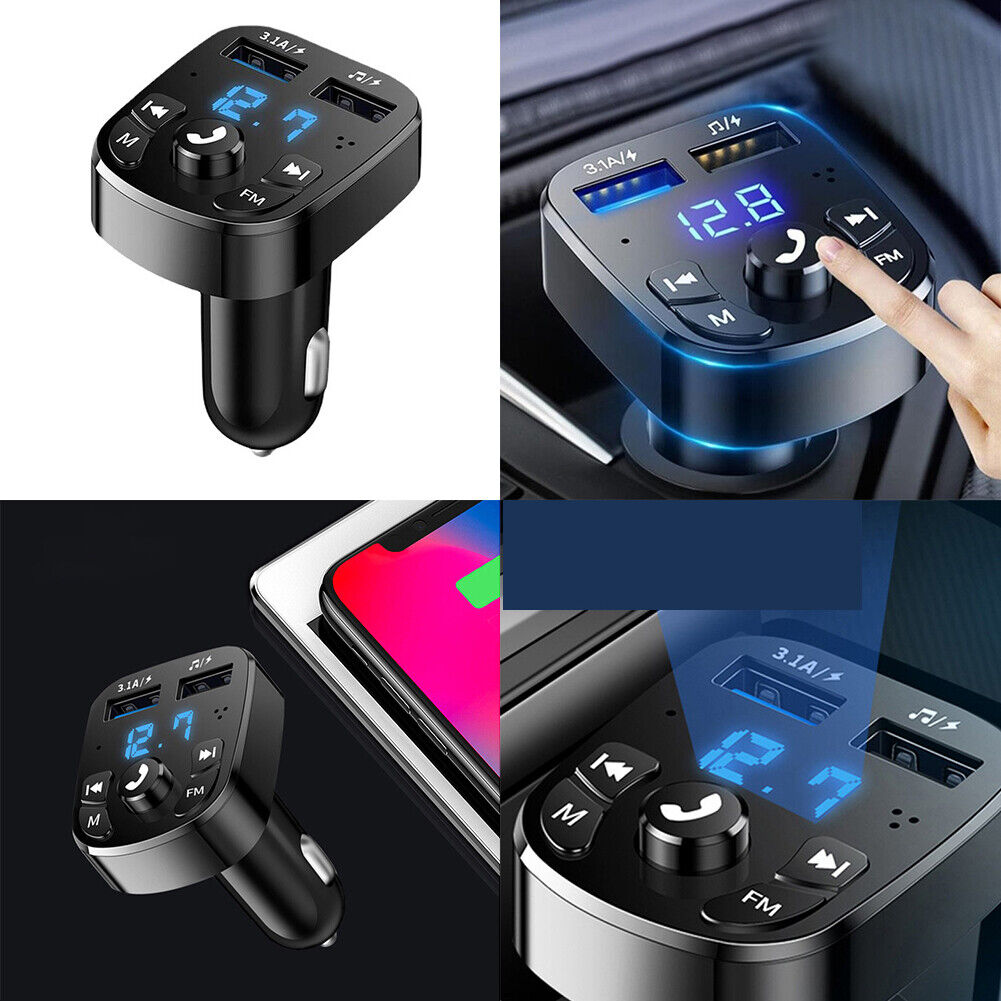 US 1-2 Pc Bluetooth 5.0 FM Transmitter Car Adapter 2-USB PD Charger Wireless AUX