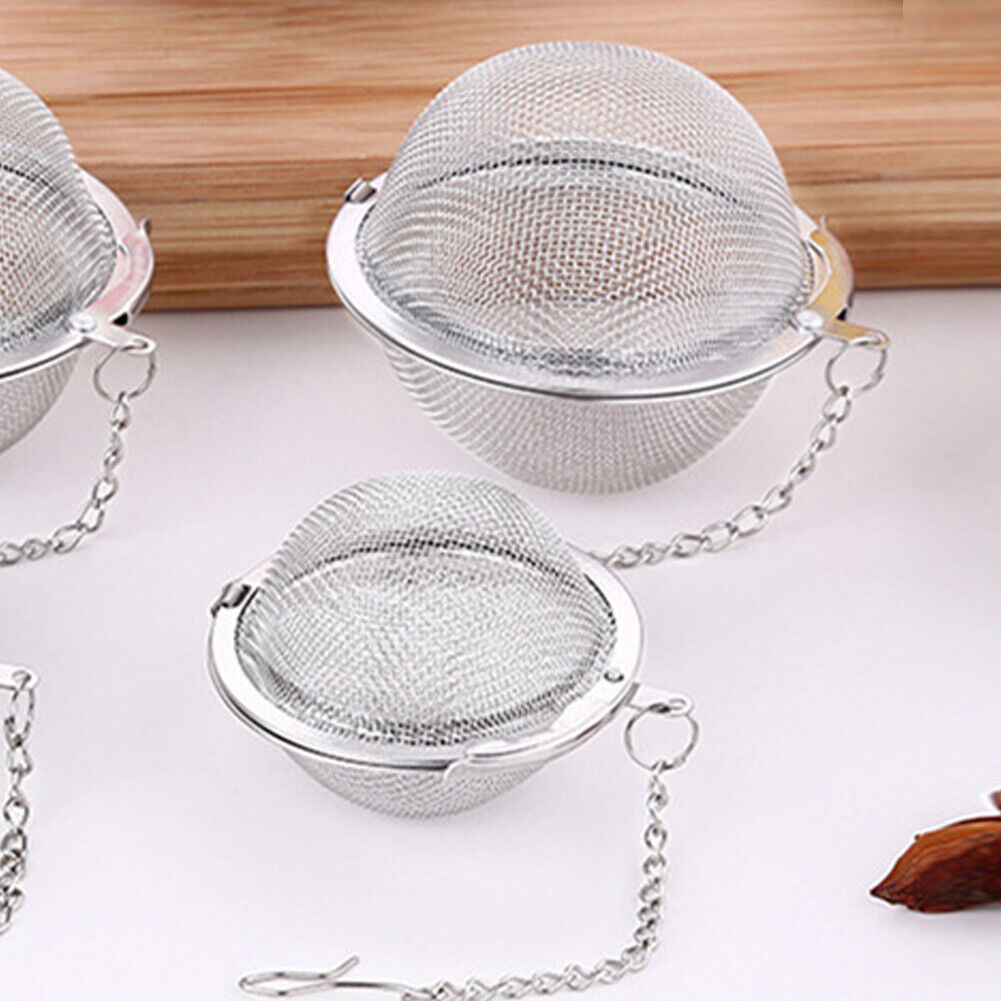 US 1-2 Pc Stainless Steel Mesh Tea Ball Strainer Diffuser Steeper Lock Filtering