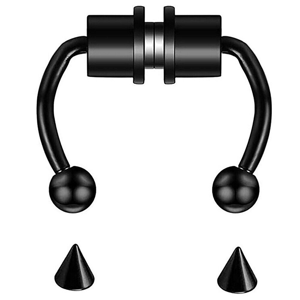 US 1-2 Pcs Magnetic Septum Nose Ring Stainless Steel Fake Non Piercing Nose Clip