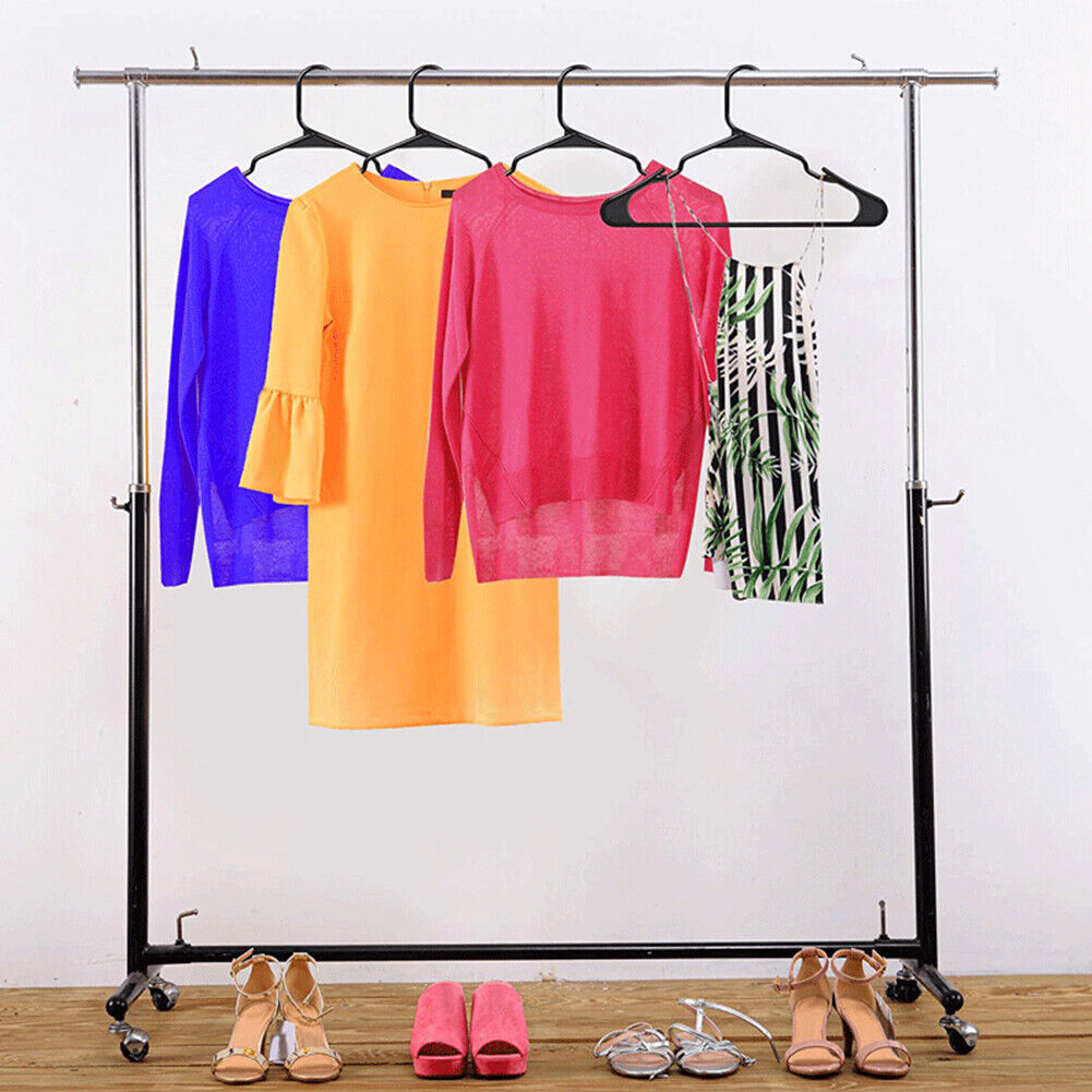 US 50 Pcs Home Plastic Hangers Space Saving Tubular Clothes Light Weight Durable