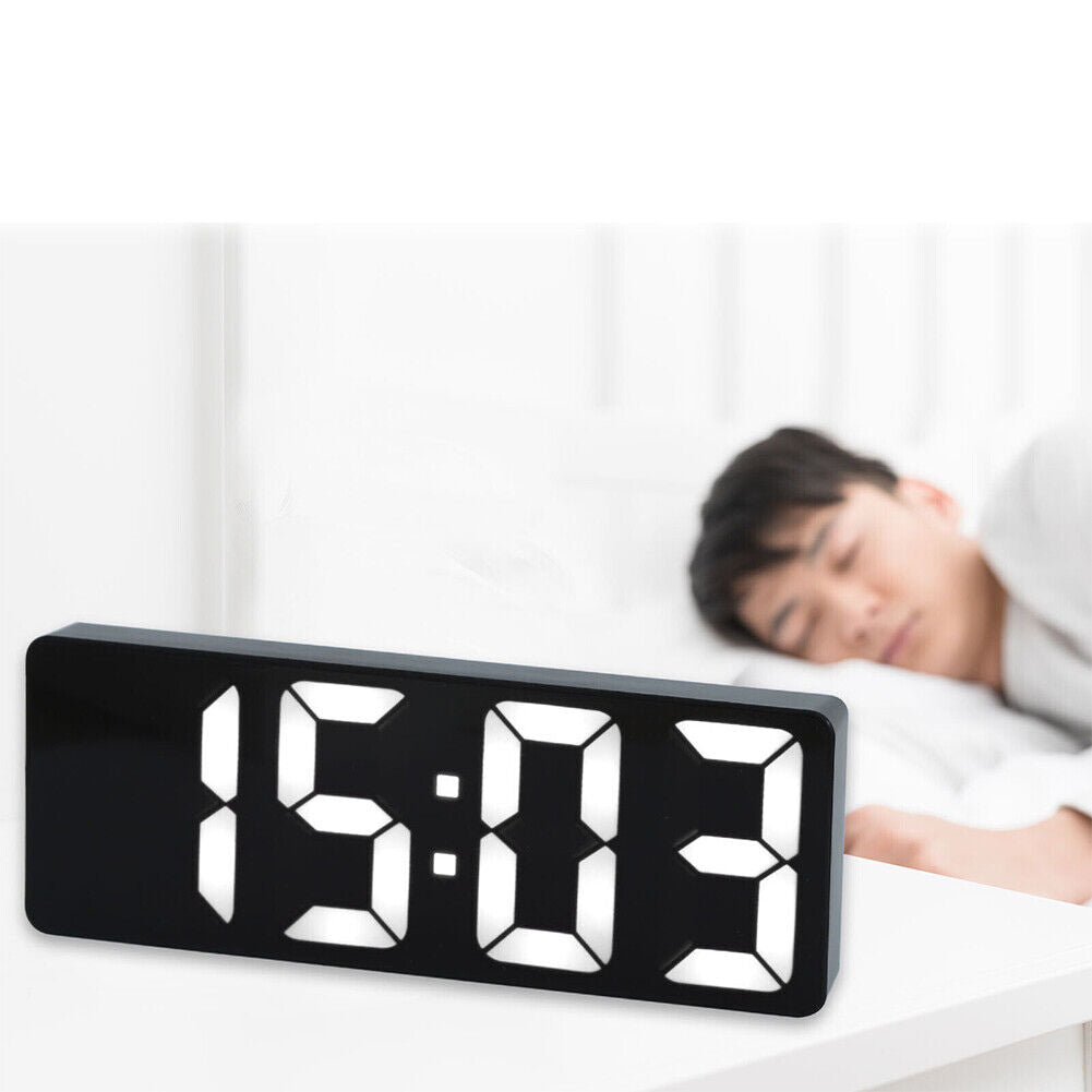 US 1-2 Pc Digital LED Desk Alarm Clock Large Mirror Display USB Temperature Mode