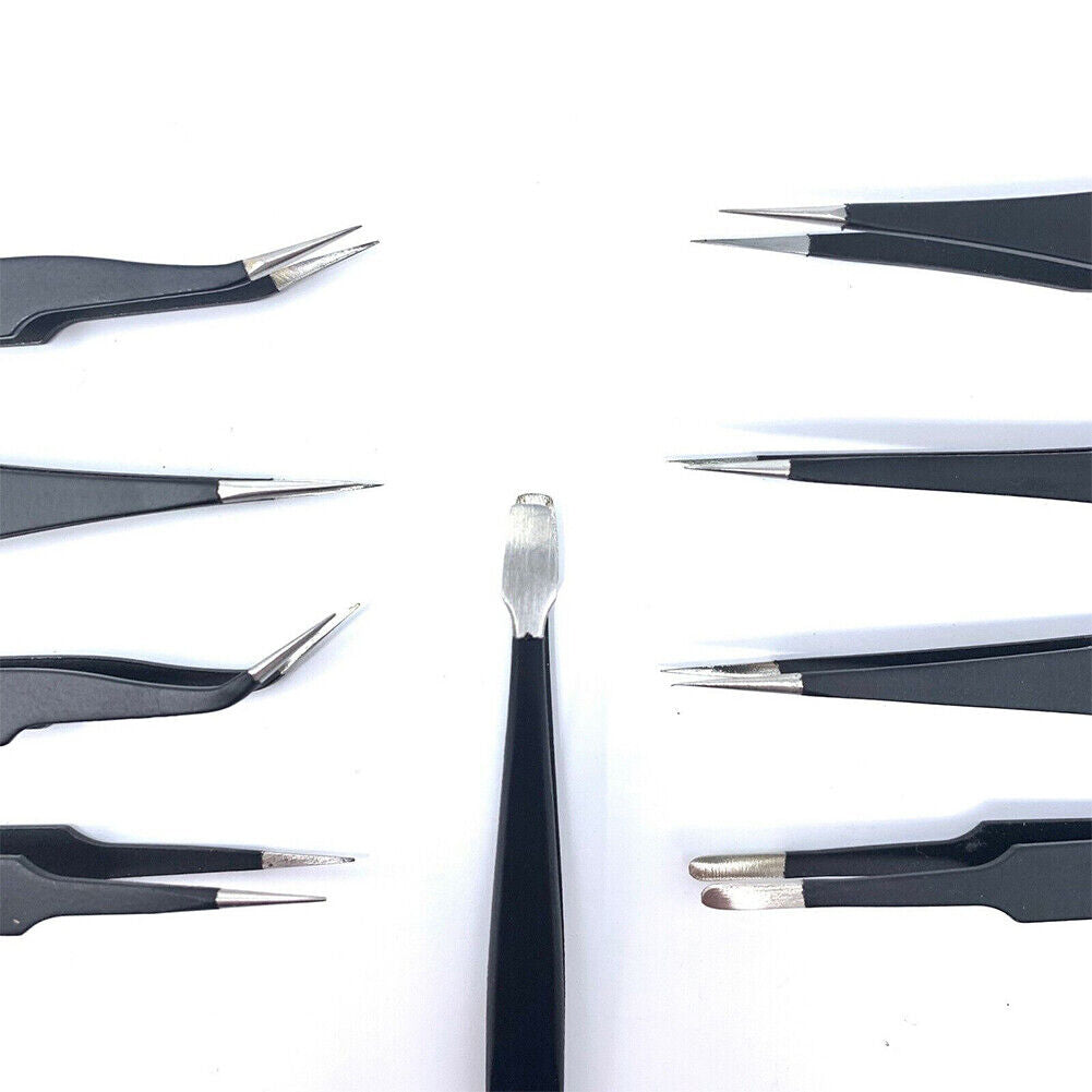 US 9 pc ESD Tweezers Anti Static Tool Precision Kit Set Tools Electronics Repair