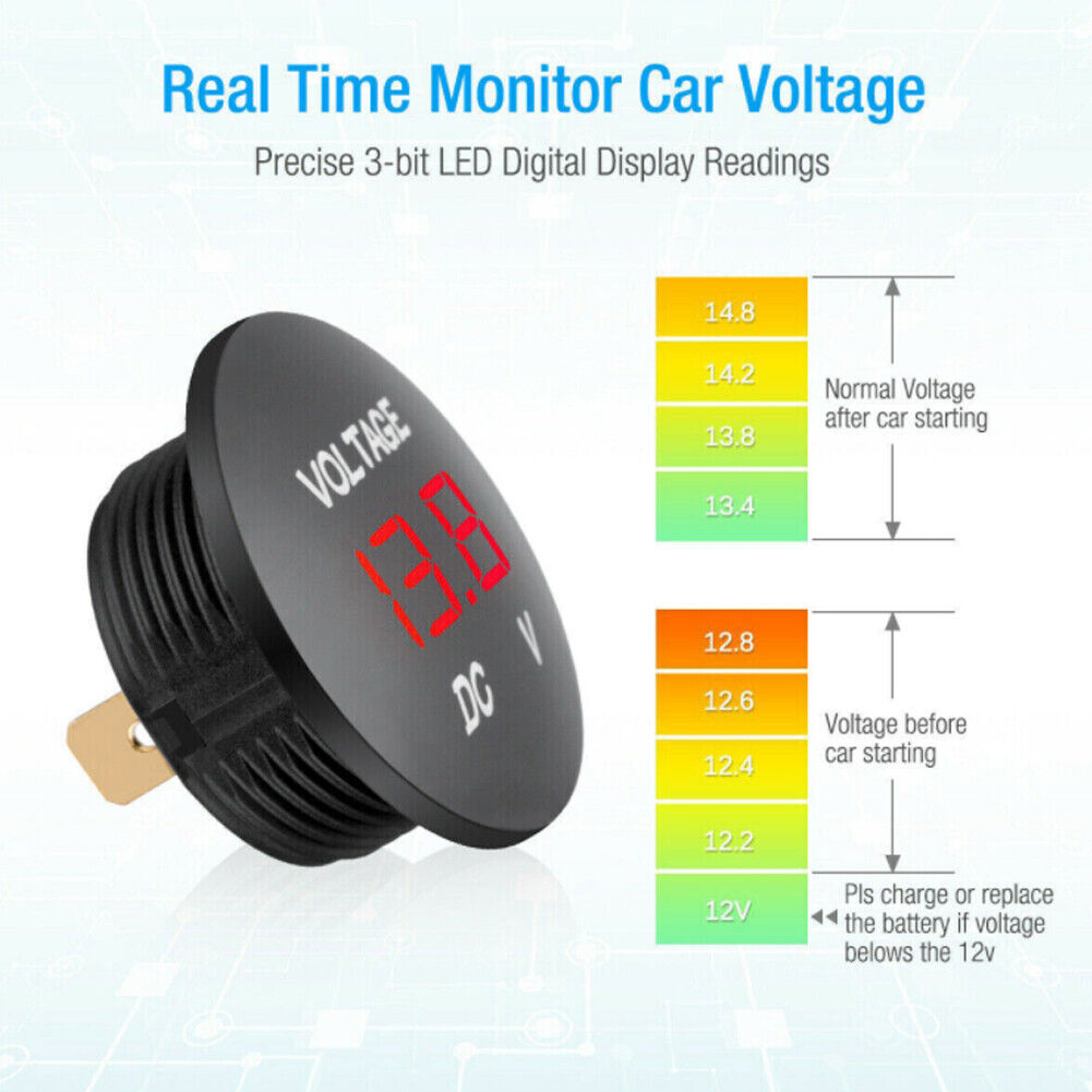 US 2-4 Pack Waterproof Mini Digital Display Voltage Meter DC 12V-24V Car Marine