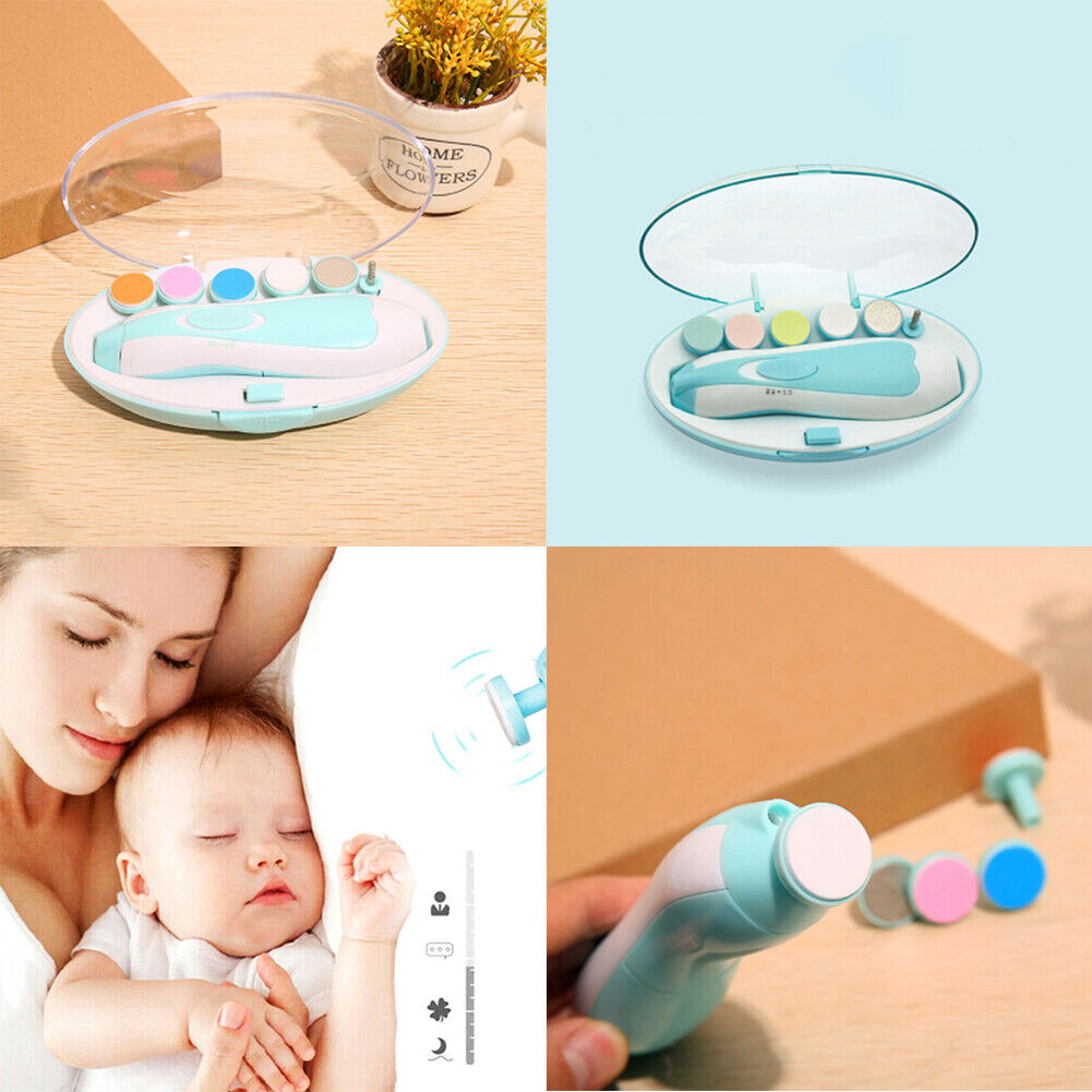 US 1-2 Pack Electric Baby Nail Trimmer Safe File Clipper Manicure Toe Care Set