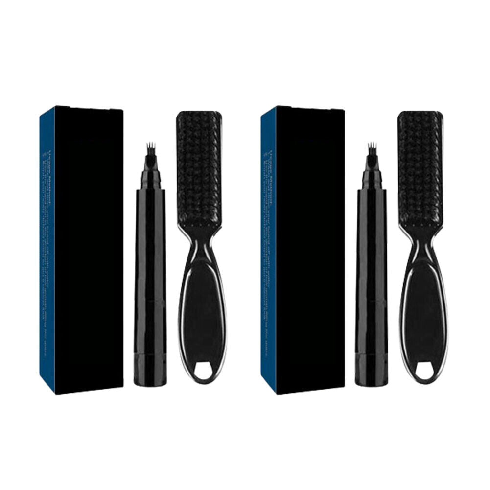 US 1-2 Pc Beard Pencil Filler Men Bristle Beard Brush Water Proof Micro-Fork Kit