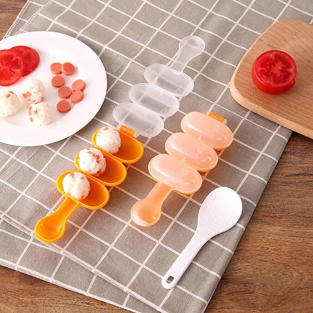 US 2-4 Pack DIY Rice Ball Mould with a Mini Paddle Rice Ball Lunch Maker Mold