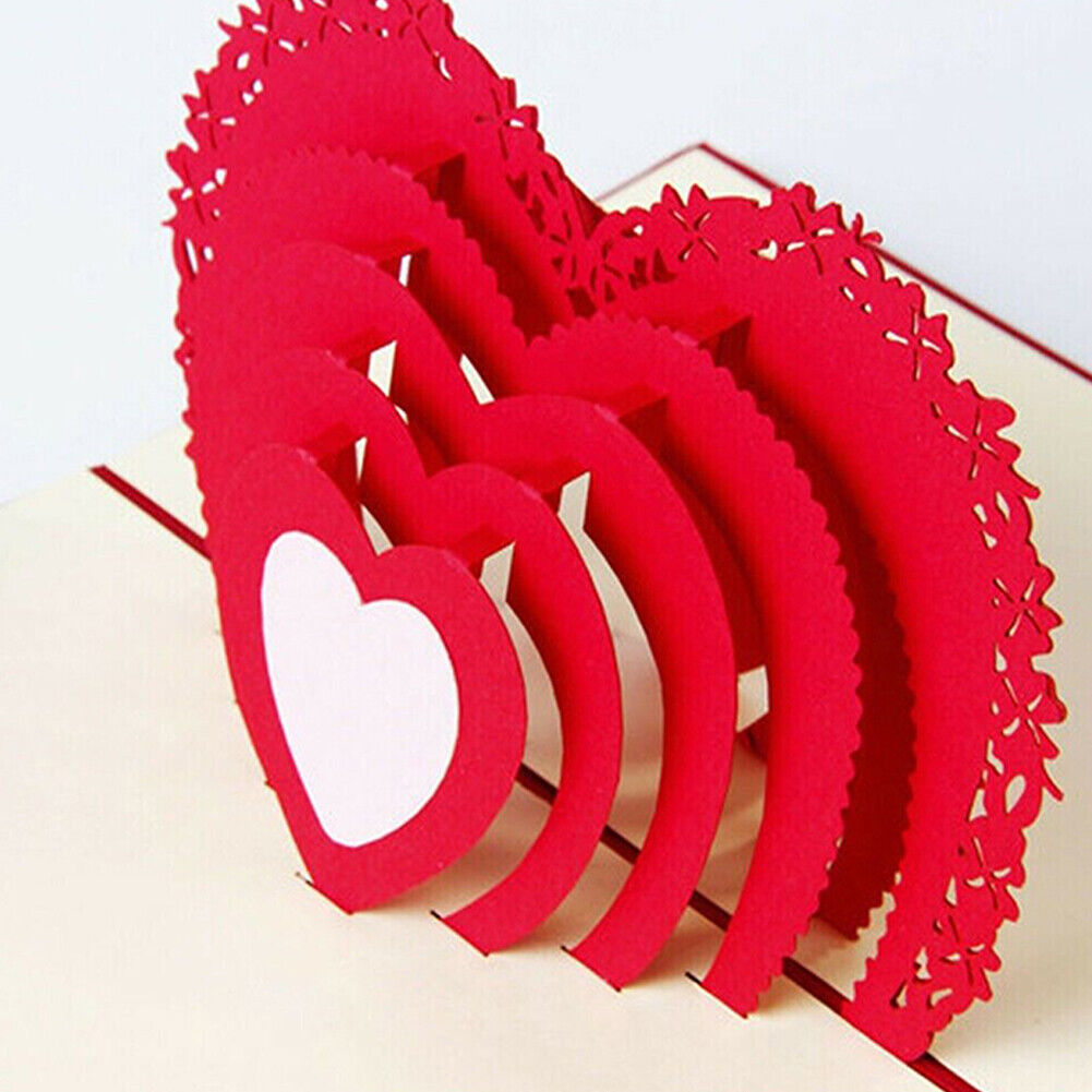 US 1-2 Pack 3D Pop Up Greeting Card LOVE Wedding Birthday Valentines Anniversary