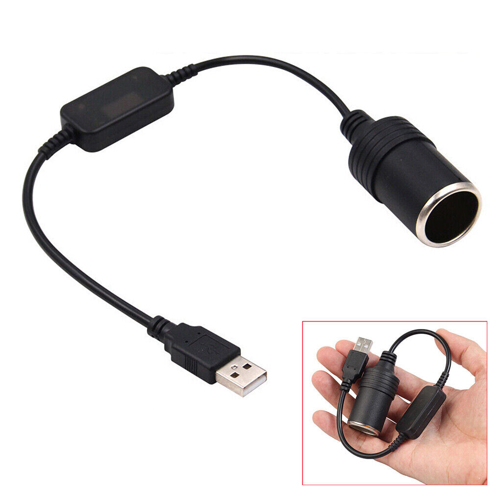US 2-4Pc Car Cigarette Lighter Socket Converter USB To 12V Adapter Cable Cord