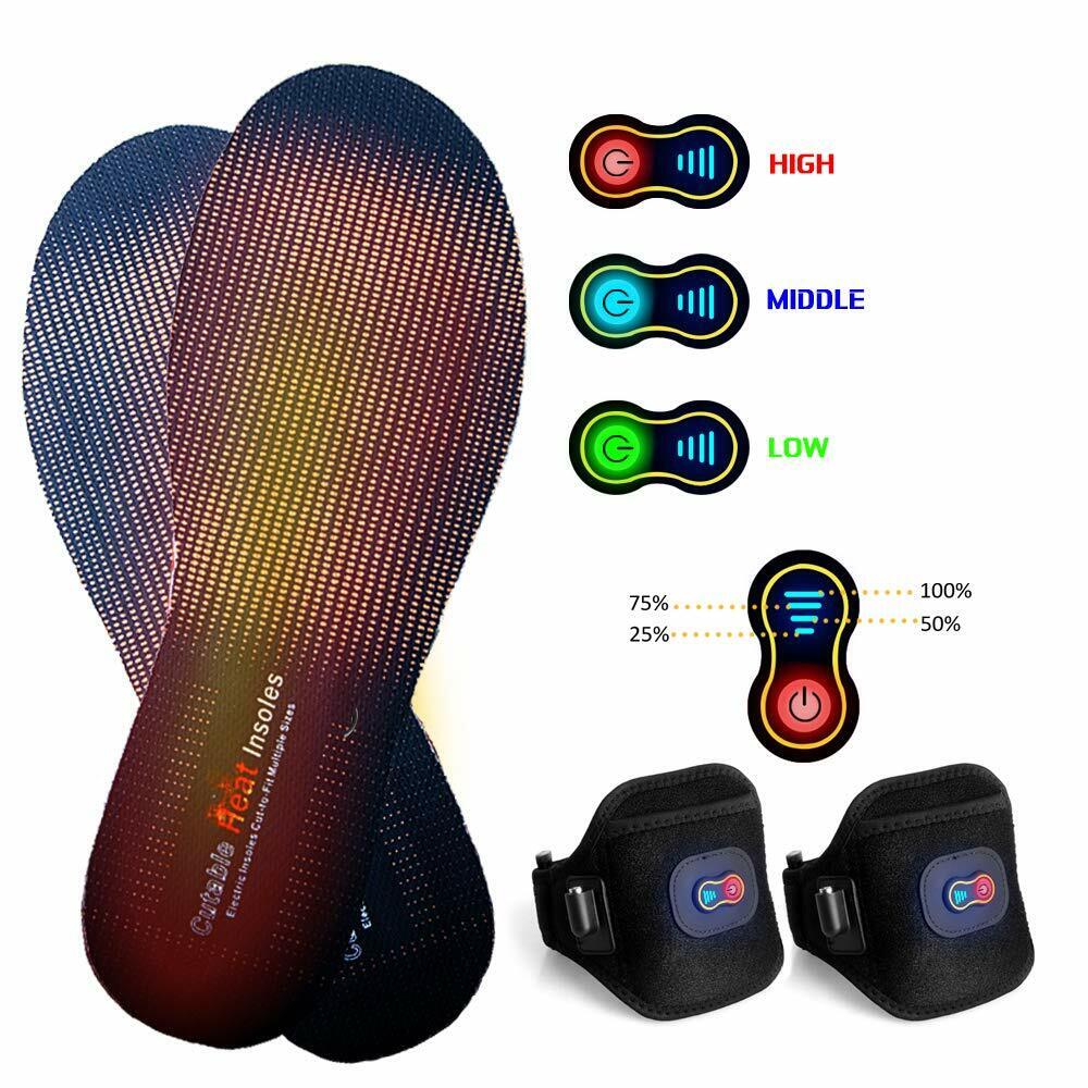Rechargeable Adjustable Electric Insoles, Foot Warmers for Men Women Warm Feet