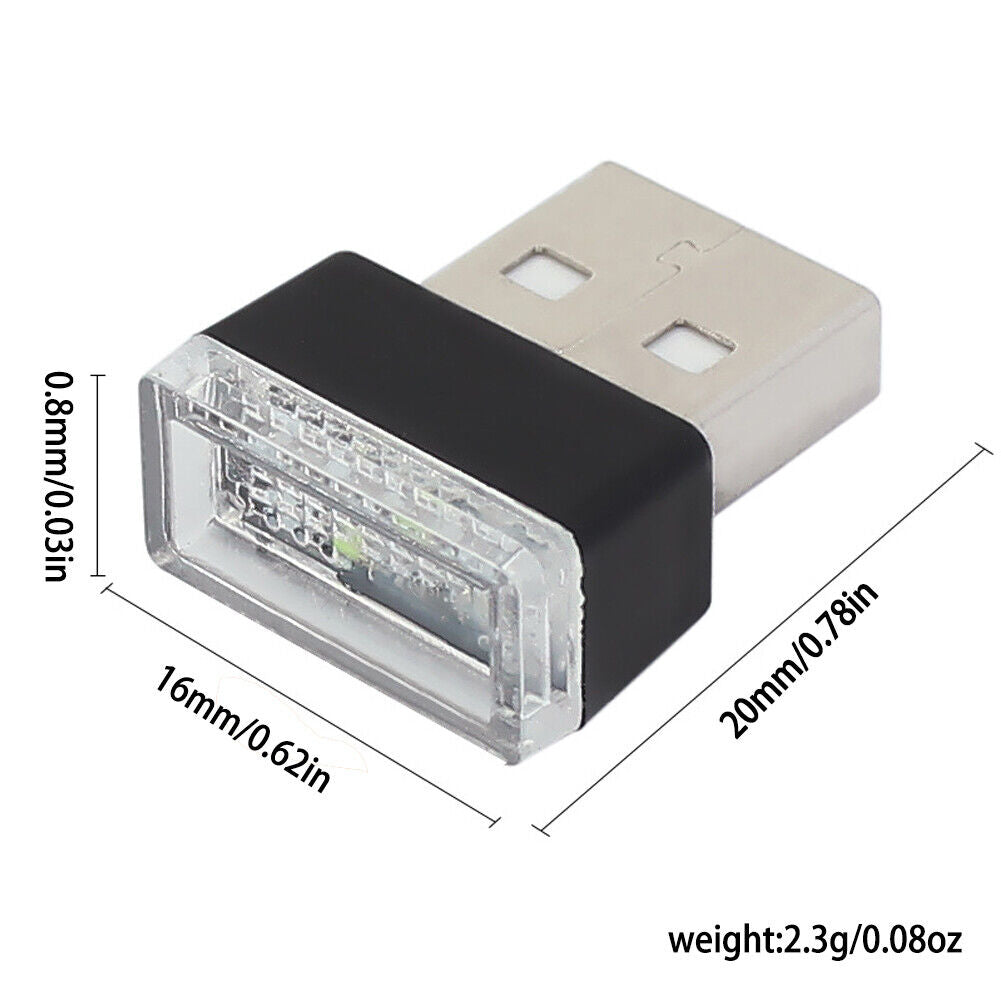 US 6-12 Mini White Blue Yellow Red Green LED USB Car Interior Atmosphere Light