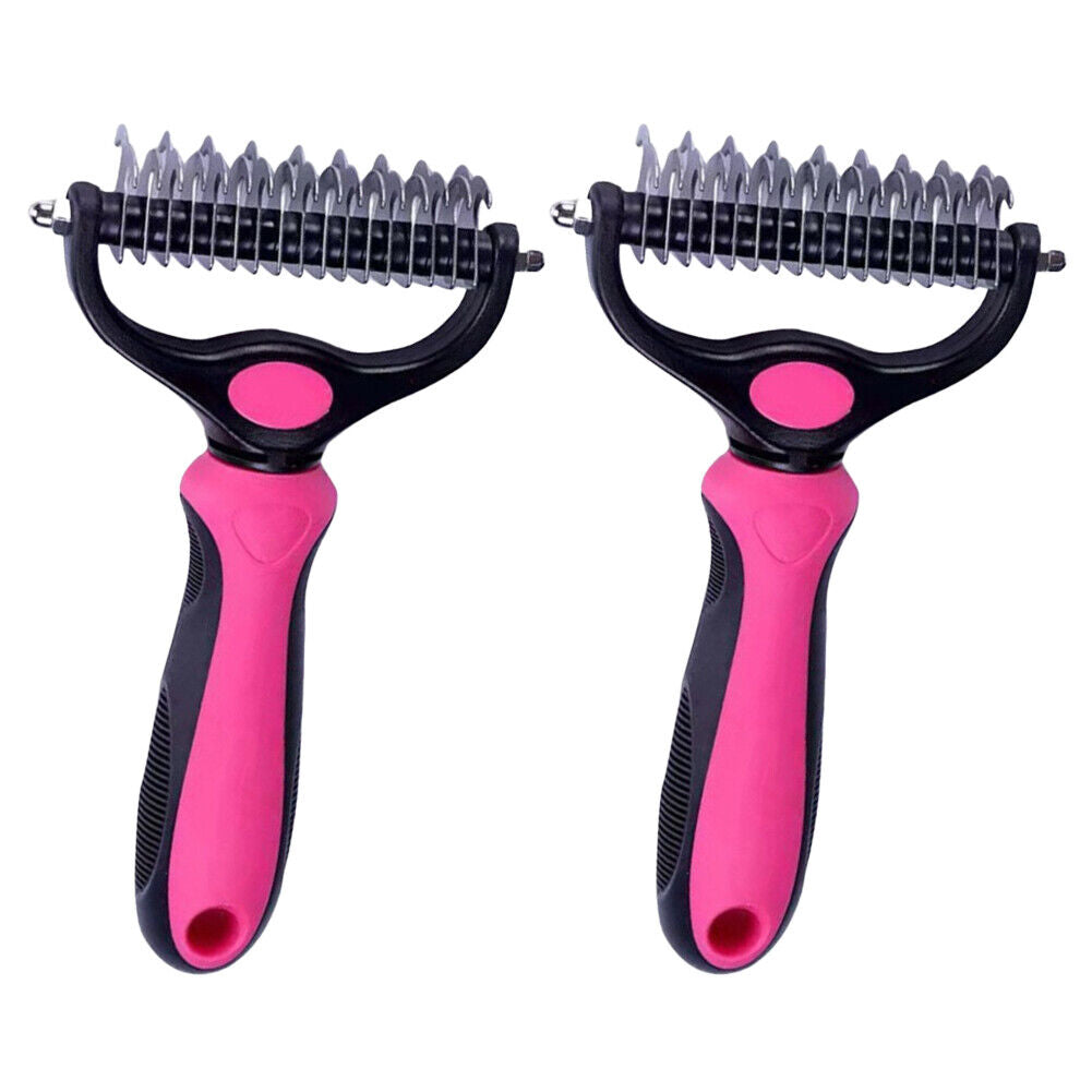 US 2-4 Pc Pet Grooming Brush Dog Undercoat Rake Comb Dematting Deshedding