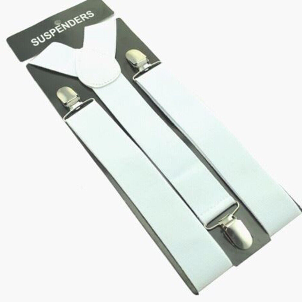 US 4 Pack Wide Suspenders For Mens Adjustable Clip-On Y-Back Heavy Duty Black