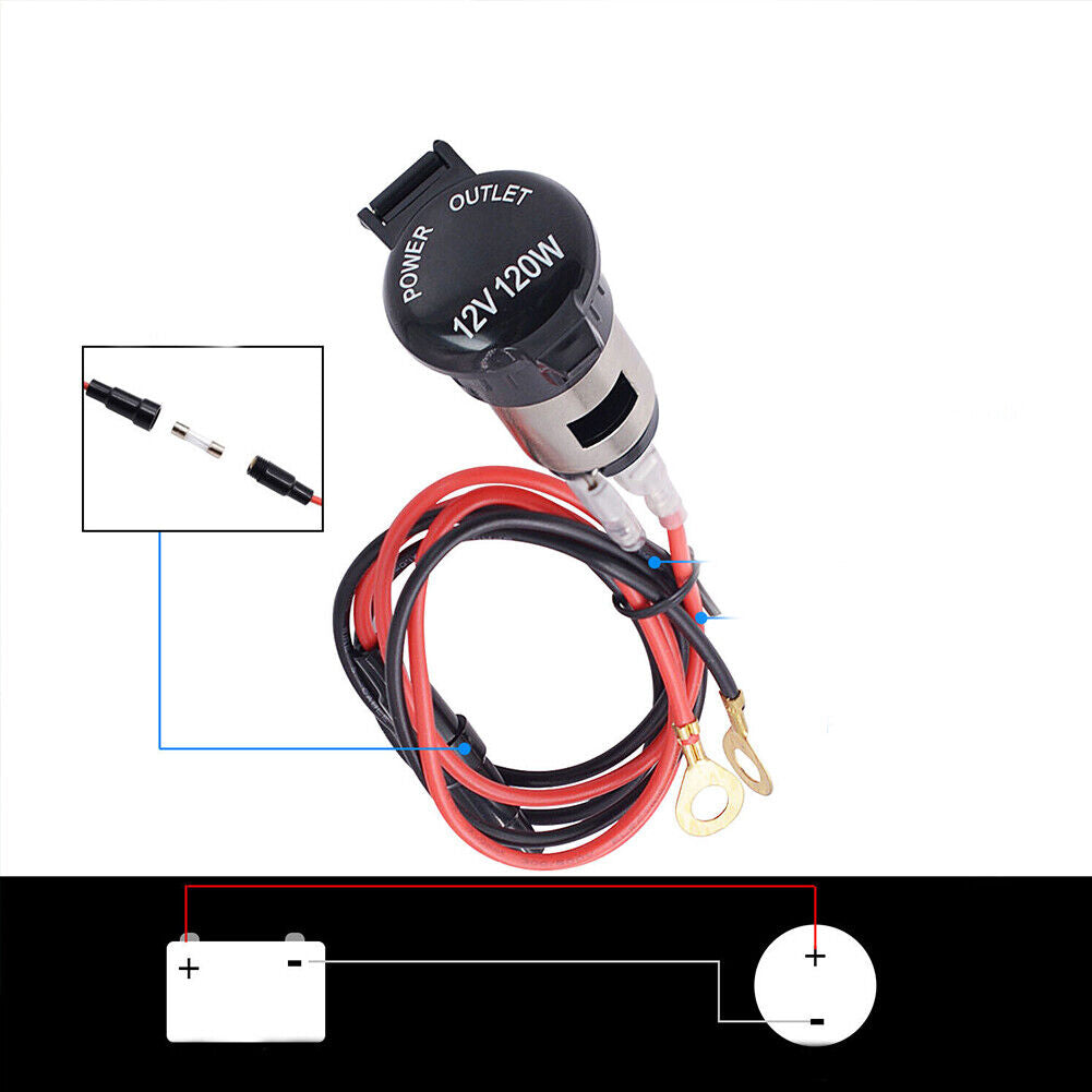 US 2-4 Pc Power Socket Outlet Plug Accessories+Line 12V Car Boat Tractor Lighter