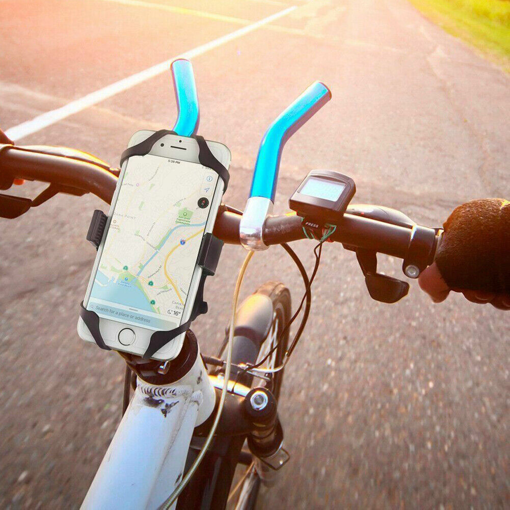 US 2-4 Pc Cell Phone Silicone Mount Holder GPS Motorcycle MTB Bike Bicycle 360