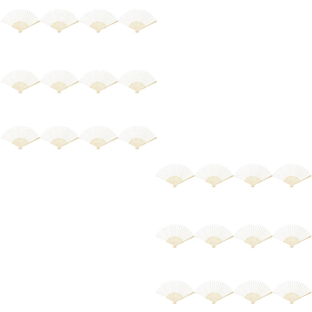 US 12-24 Pack Bamboo Hand Fan for Women, 8 Inch White Folding Hand Held Fan