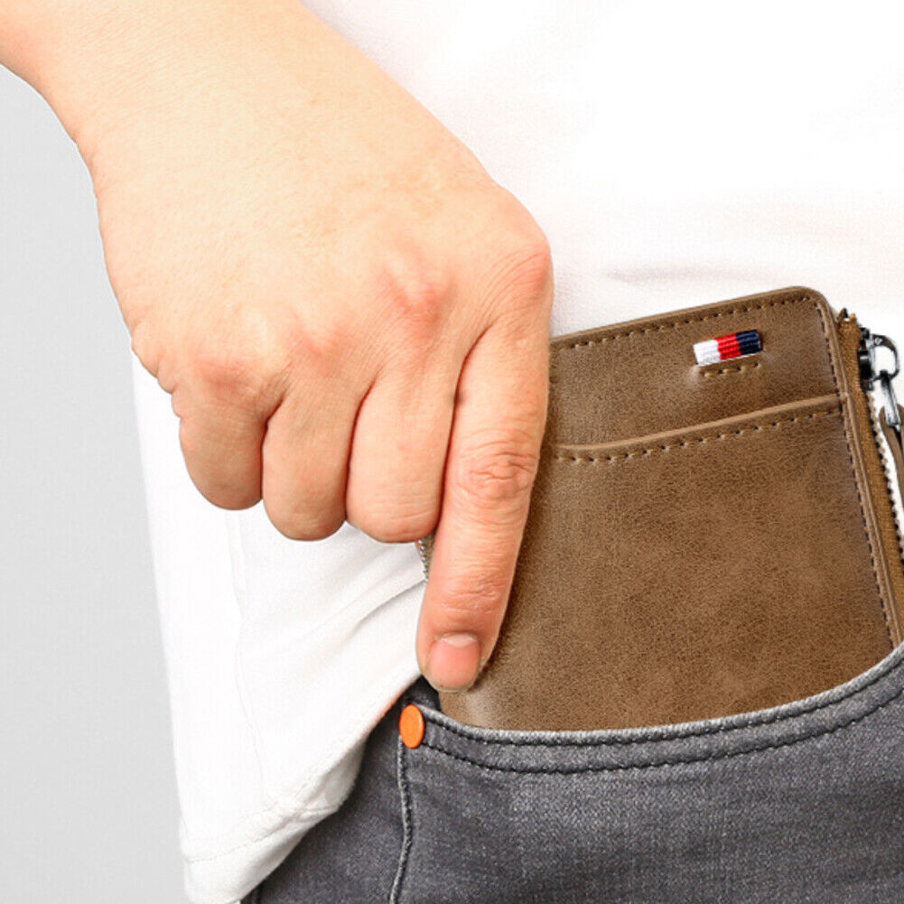 US 1-2 Pack Men RFID Blocking Leather Wallet Credit Card ID Holder Zipper Purse