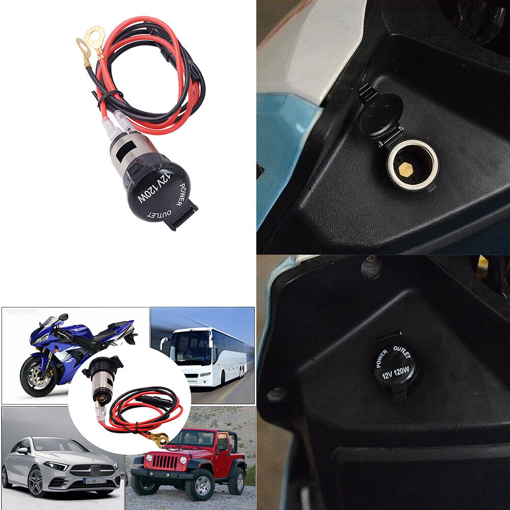 US 2-4 Pc Power Socket Outlet Plug Accessories+Line 12V Car Boat Tractor Lighter