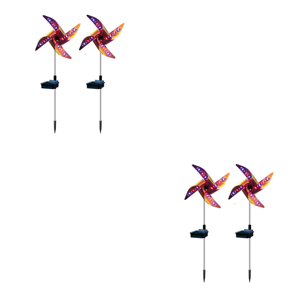 US 2-4 Pcs Solar LED Windmill Spinner RGB Wind Outdoor Catcher Patio Holiday